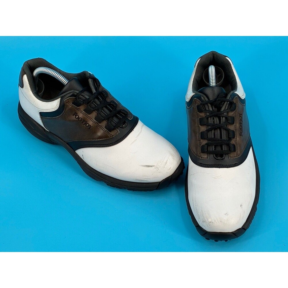 FootJoy GreenJoys 45516 Mens Golf Shoes Size 9 M White Brown Soft Spikes